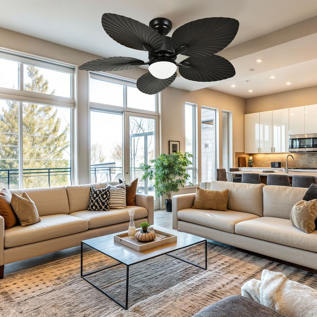 Moasis 52" Palm Leaf Fan Smart Tropical Ceiling Fan with LED Light and Remote