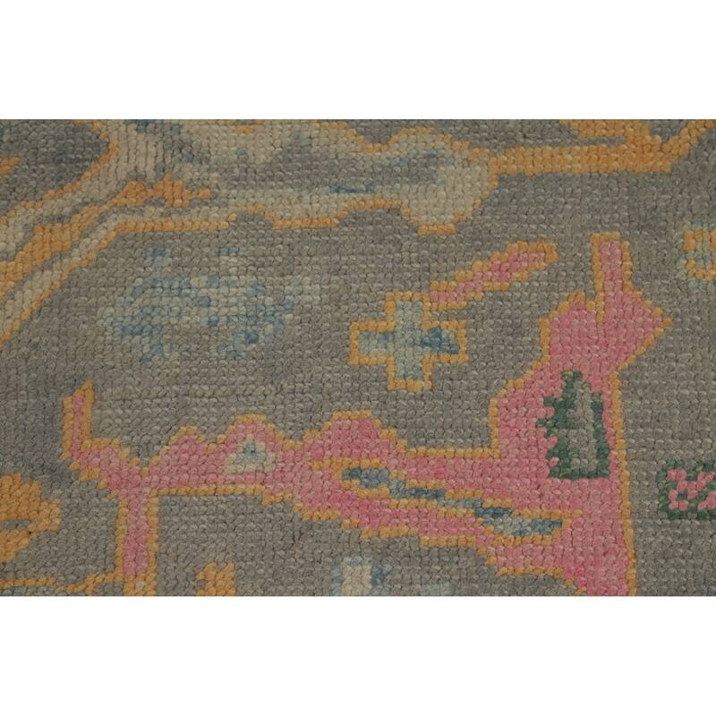 Hand Knotted Oriental 100% Wool Carpet Transitional All-Over Greys & Charcoal Oushak Area Rug - 16' 7'' X 6' 11''