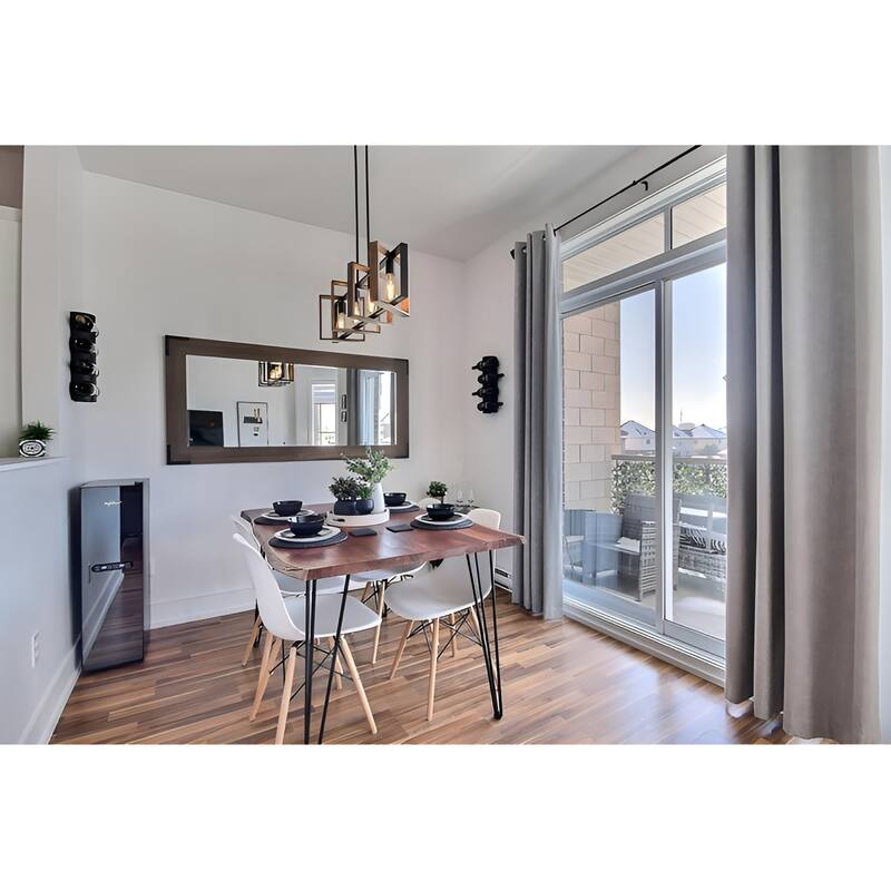 4-Light Black/Brown Kitchen Island Pendant, Modern Rustic Style