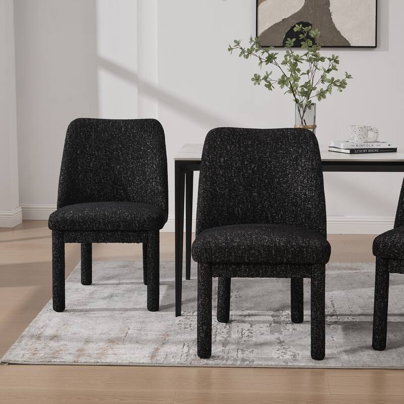 Upholstered Chenille Dining Chairs With Rubberwood Legs,Set of 2