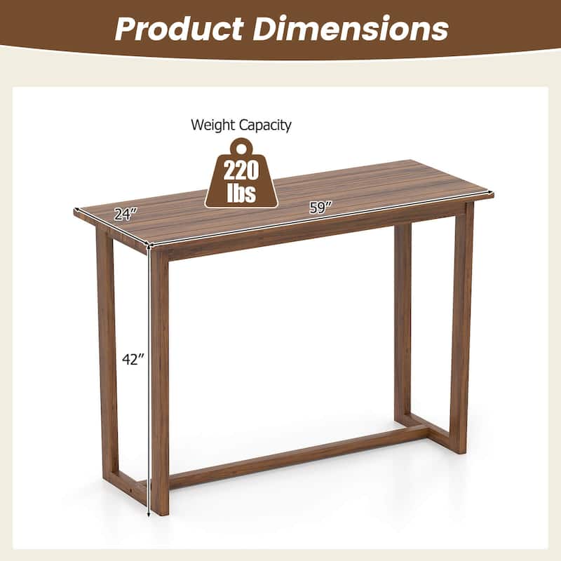 Costway 59 Inch Outdoor Bar Table with Slatted Top Rectangular Pub - Natural - See Details