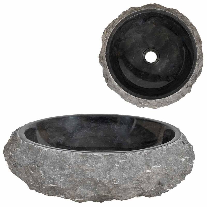 vidaXL Bathroom Basin, Ø15.7x4.7 Inches, Marble Round - 15.7"x4.7"