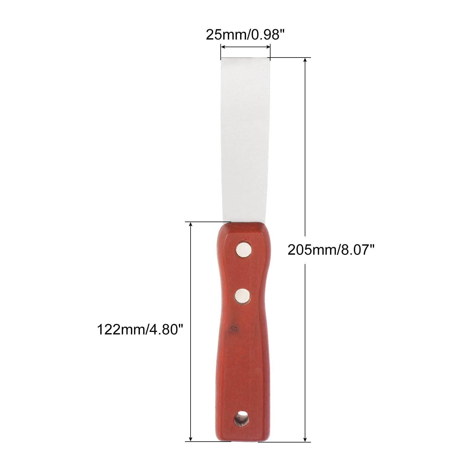 Putty Scraper Stainless Steel Putty Knife Wooden Handle for Drywall - Red