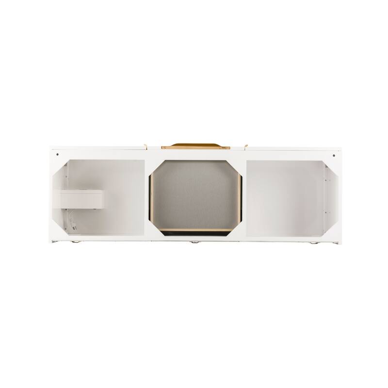 James Martin Vanities Columbia 59" Double Wall Mount Vanity Cabinet, Glossy White, Radiant Gold