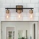 preview thumbnail 1 of 5, Modern Farmhouse Black Gold 3-Light Bathroom Vanity Light Cylinder Glass Wall Sconces - L19.5" x W7.5" x H10"