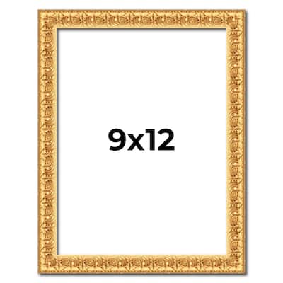 9x12 Frame Gold Real Wood Picture Frame Width 1 inches | Interior