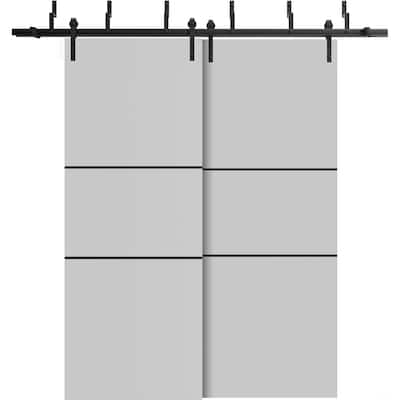 Barn Bypass Doors 72 x 80 Planum 0014 Grey Ash with Sturdy 6.6ft