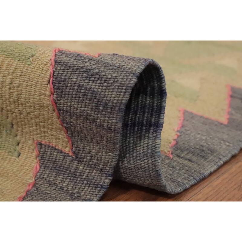 Hand Woven Oriental 100% Wool Carpet Southwestern Tribal Oranges & Rust Kilim Area Rug - 11' 5'' X 5' 4''