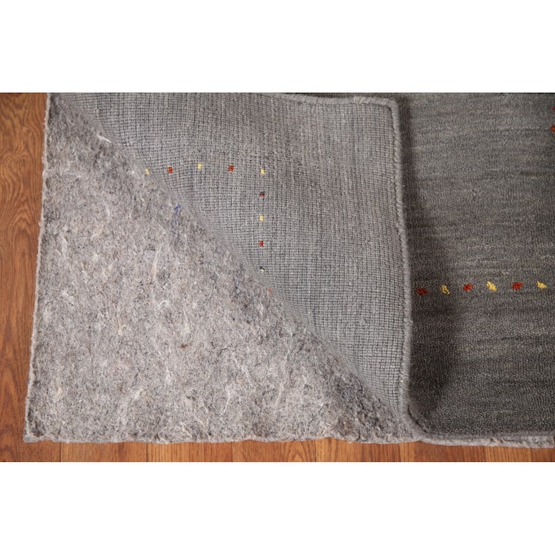 Tribal Gray Gabbeh Oriental Accent Rug Wool Carpet - 3'10"x 6'1"