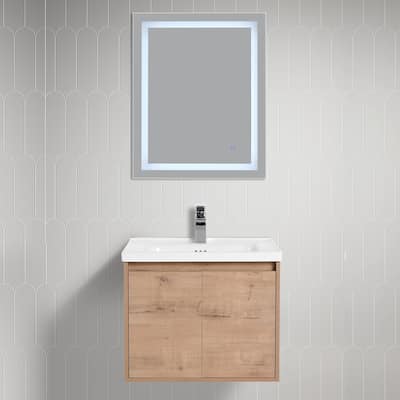 Blossom 24" Wall-Mounted Floating Bathroom Vanity with Ceramic Sink