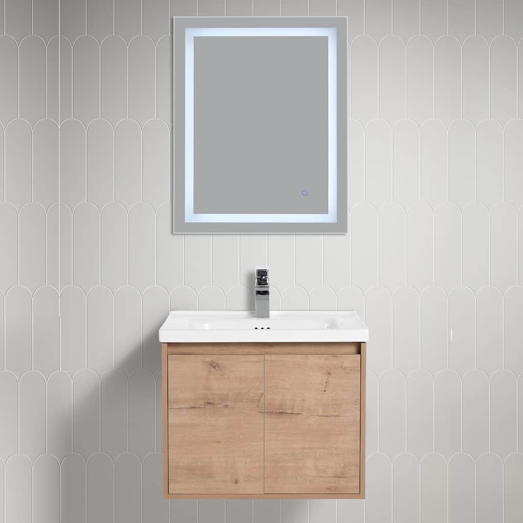 Blossom 24" Wall-Mounted Floating Bathroom Vanity with Ceramic Sink
