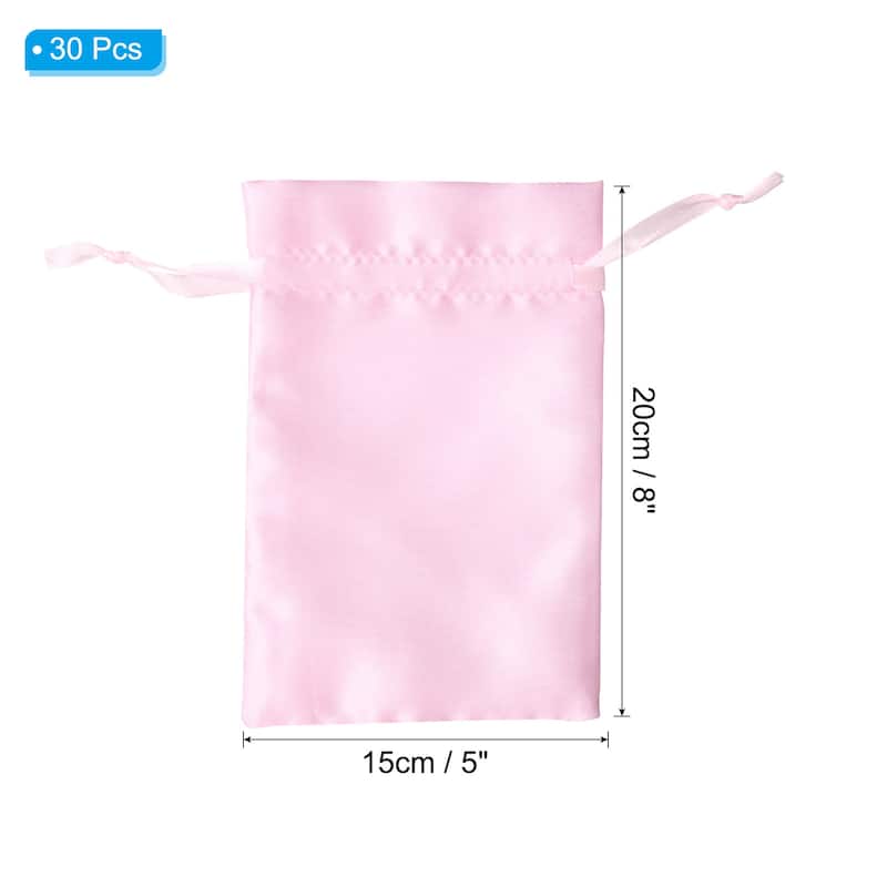 Satin Bags with Drawstring, 30 Pack 6x8 Inch Wedding Favor Bags - Pink