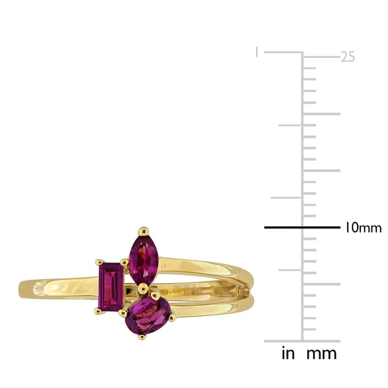 Miadora Multi-Gem Three Stone Split Shank Ring Sterling Silver