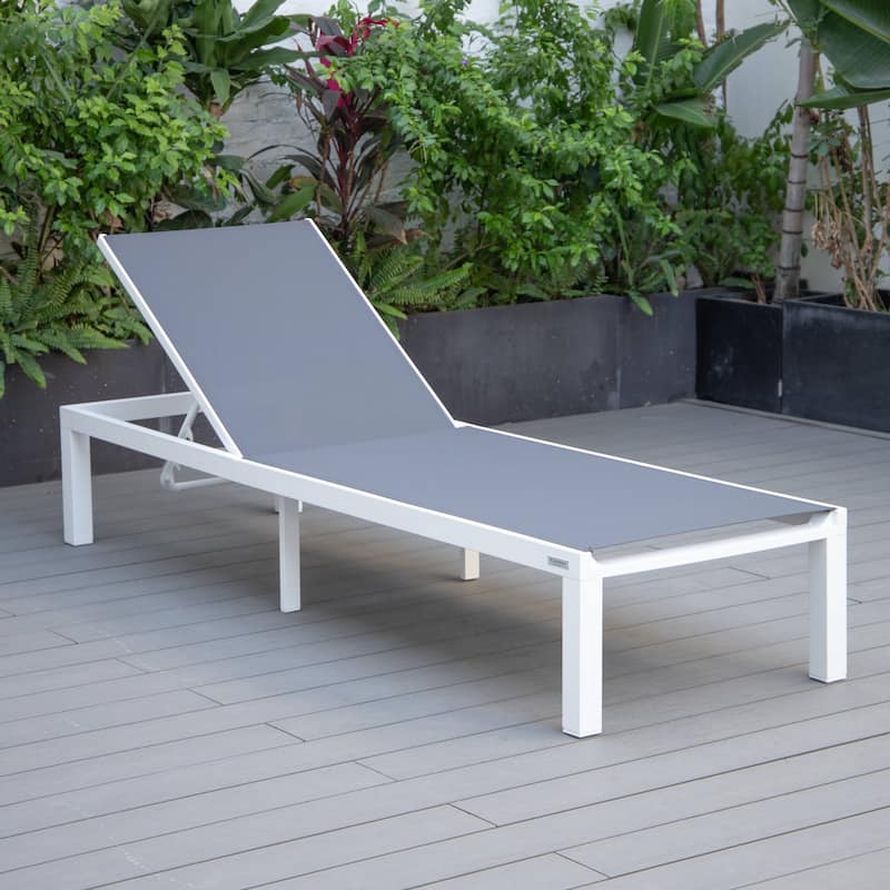 Aluminum Beach Pool Sun Lounge Chair Sling Mesh Fabric Reclining Stackable Lounger Chair