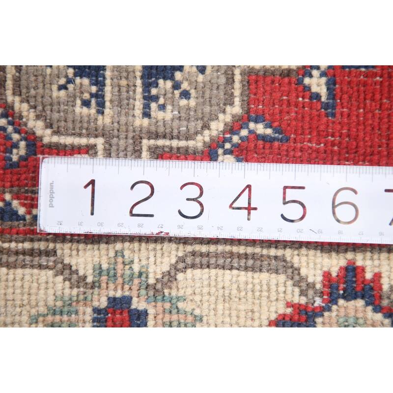 Hand Knotted Oriental 100% Wool Carpet Traditional Geometric Red Kazak Runner Rug - 9' 3'' X 2' 9''