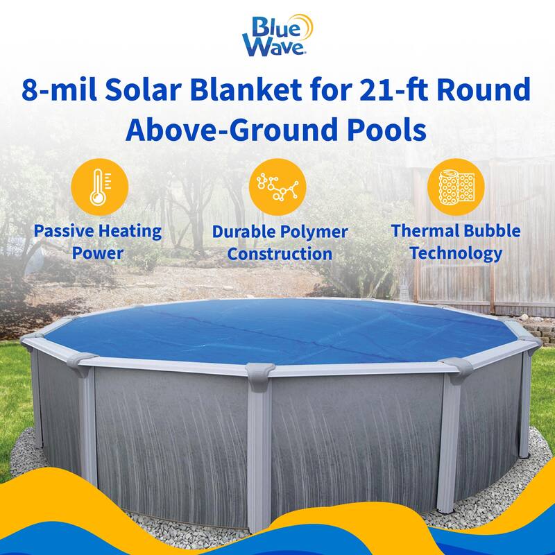 Blue Wave 8-mil Solar Blanket for Round Above-Ground Pools - Blue