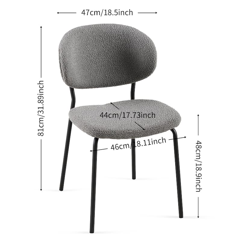 Mid-Century Modern Beige Curved Backrest Dining Chairs Set of 2