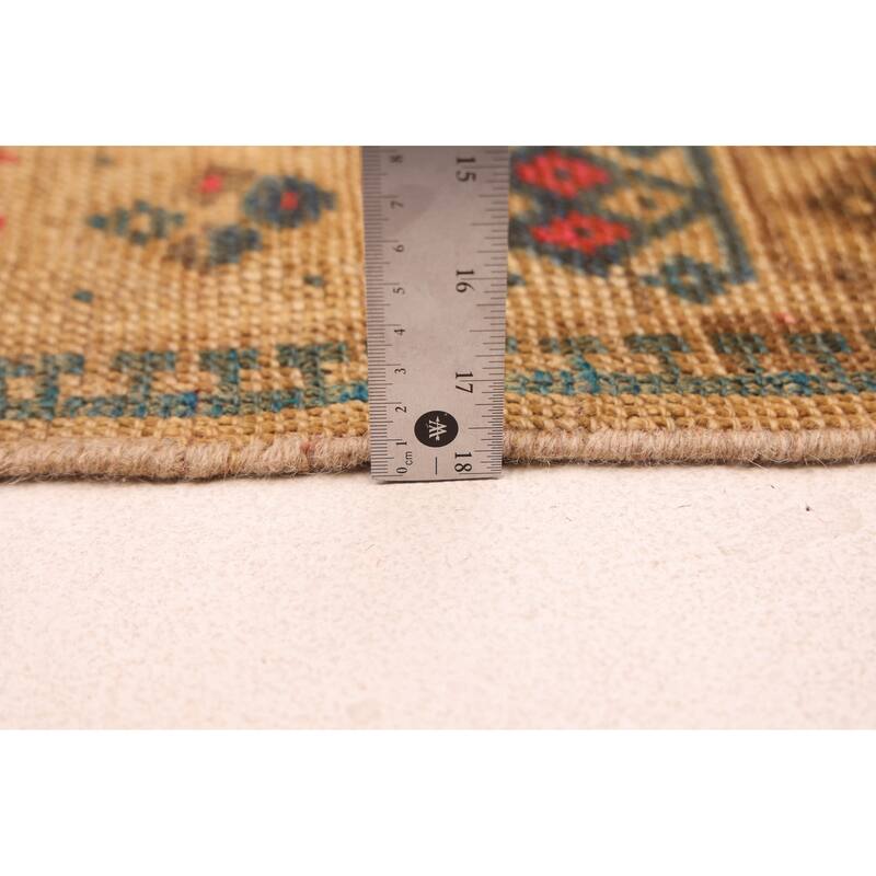 ECARPETGALLERY Hand-knotted Melis Vintage Khaki Wool Rug - 4'2 x 7'3