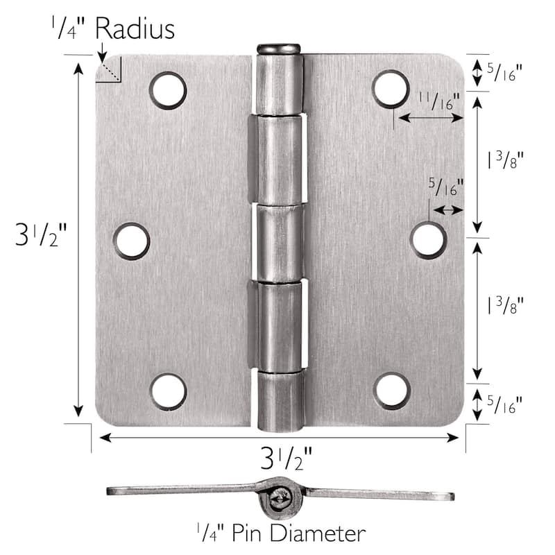 Design House 186064 3-1/2" x 3-1/2" Butt 1/4" Radius Corner Surface