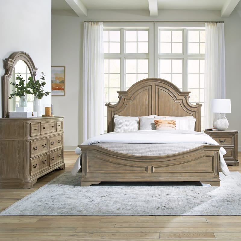 Magnolia Manor Panel Bed, Dresser and Mirror, and Nightstand Set