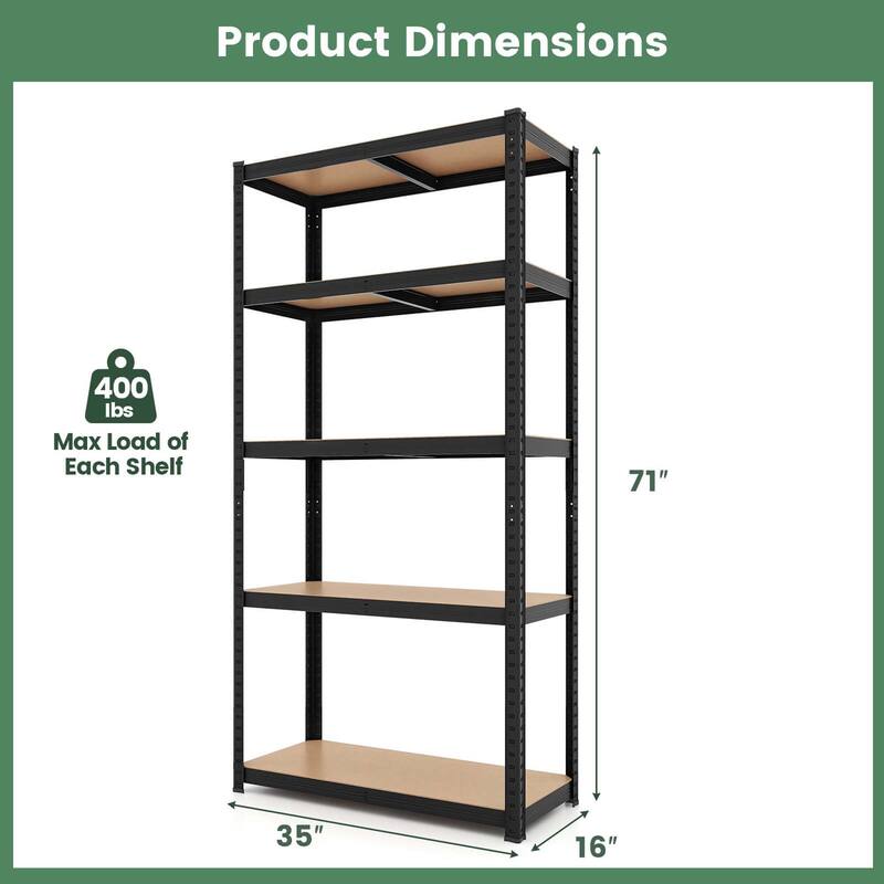 Costway 5 Tier Adjustable Garage Shelving Unit with 2000 lbs Max Load - See Details