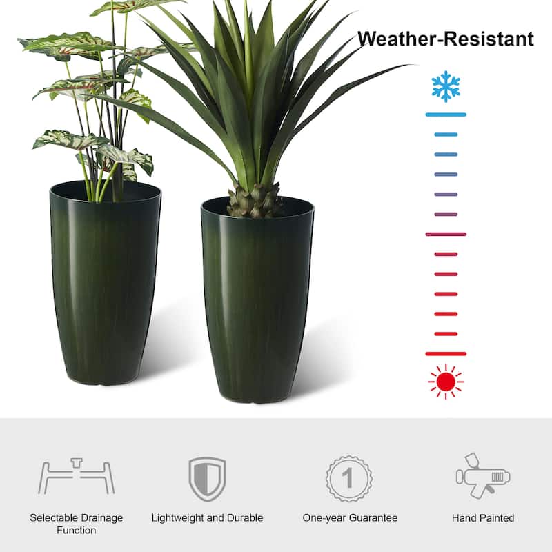 Glitzhome 23.5"H Set of 2 Oversized Gradient Blue/Green Tall Plastic Planter