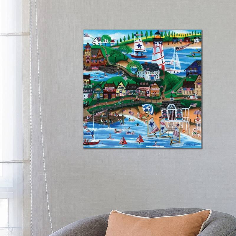 iCanvas "Old New England Seaside 4th of July Celebration" by Cheryl Bartley Canvas Print - 26x26x1.5