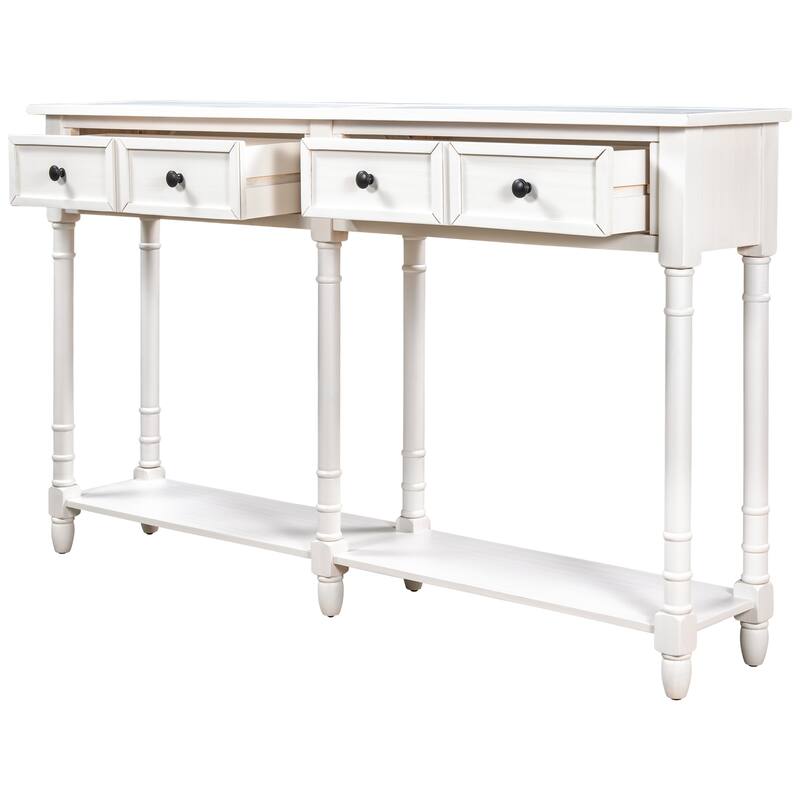 Console Table Sofa Table Easy Assembly with Two Storage Drawers and Bottom Shelf for Living Room