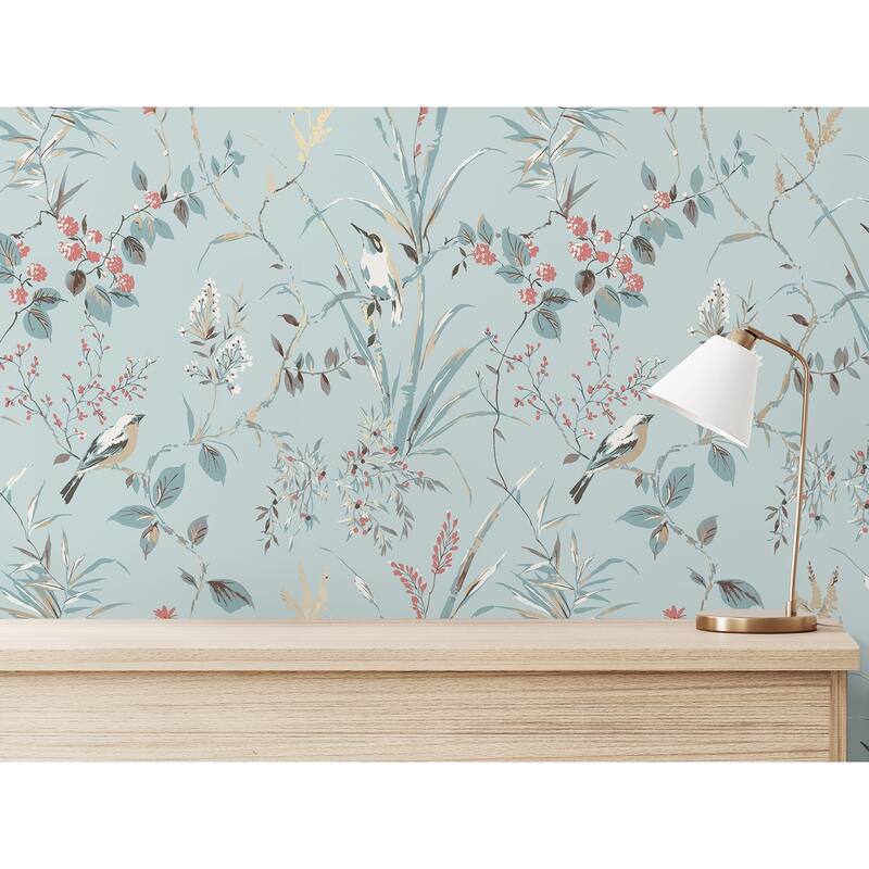 Fine Decor Mariko Light Blue Botanical Wallpaper