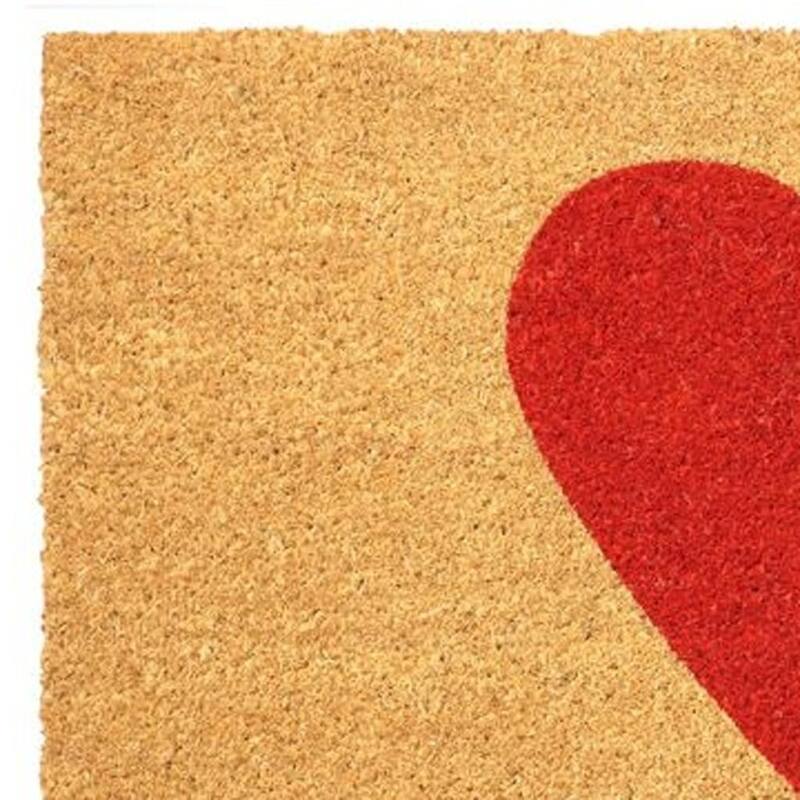 HomeRoots 30" X 48" Brown And Red Heart Outdoor Coir Door Mat - 30.00' X '48.00