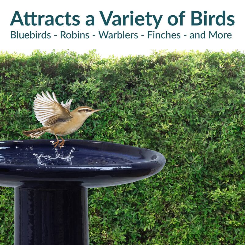 Sunnydaze Glazed Ceramic Outdoor Bird Bath - UV/Frost Resistant