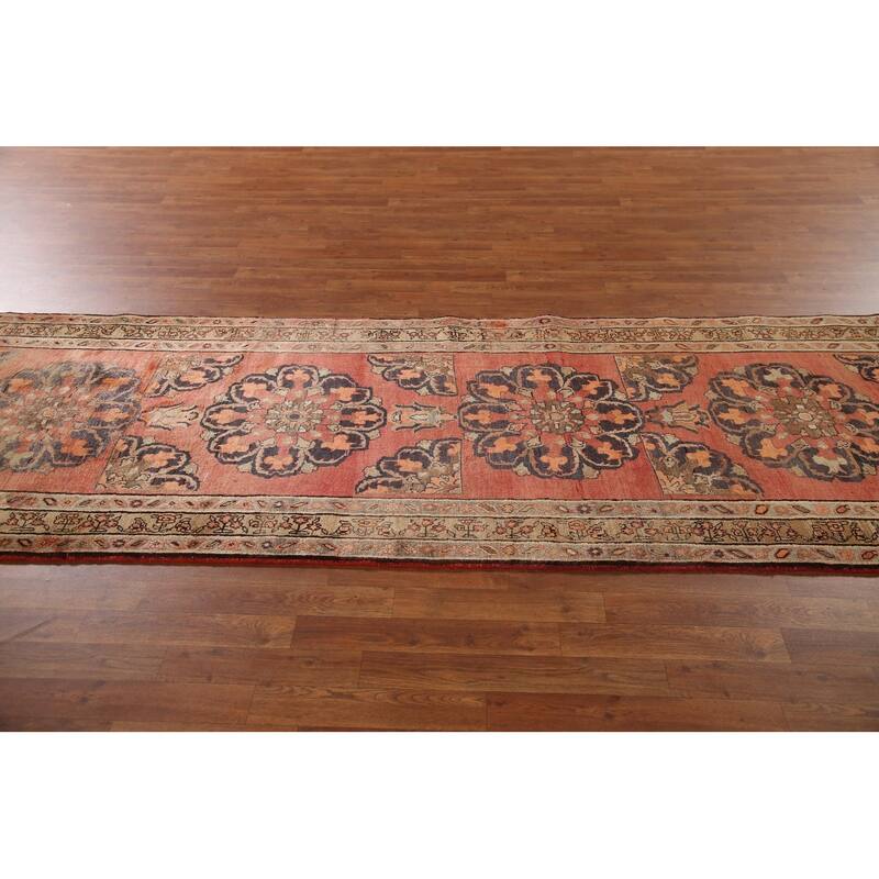 Tabriz Persian Vintage Runner Rug Handmade Wool Carpet - 3'8"x 11'4"