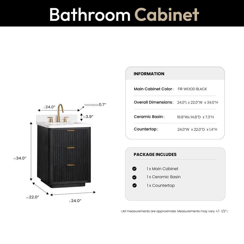 Cadiz Bath Vanity with Composite Stone Top without Mirror