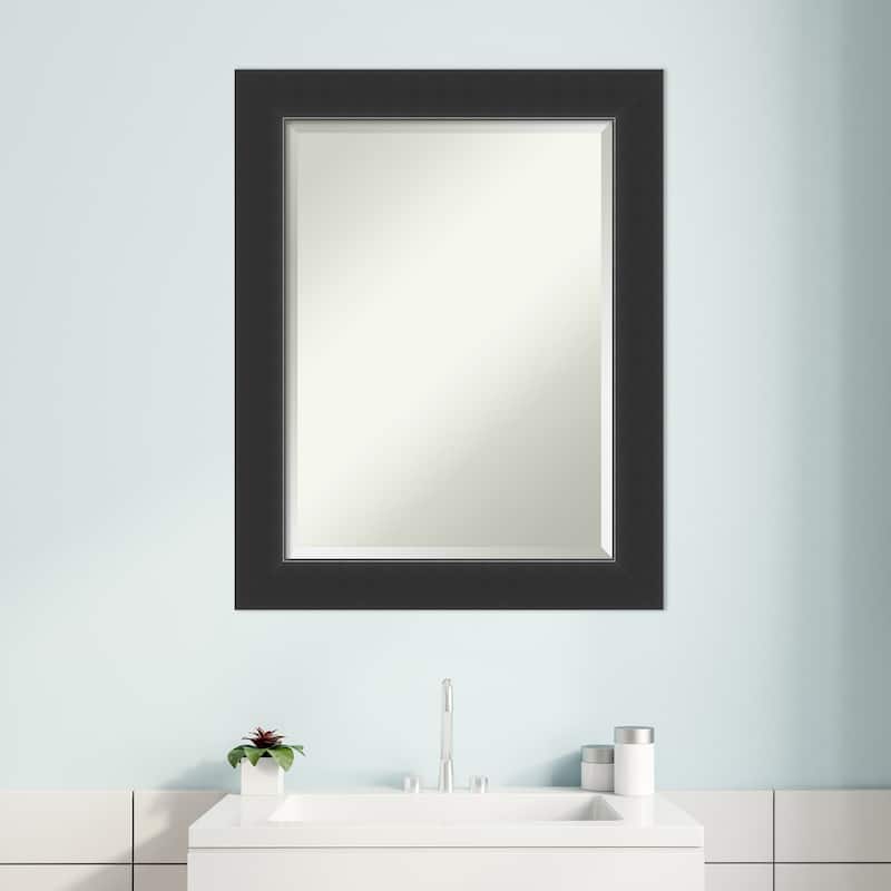 Beveled Wood Bathroom Wall Mirror - Corvino Black Frame