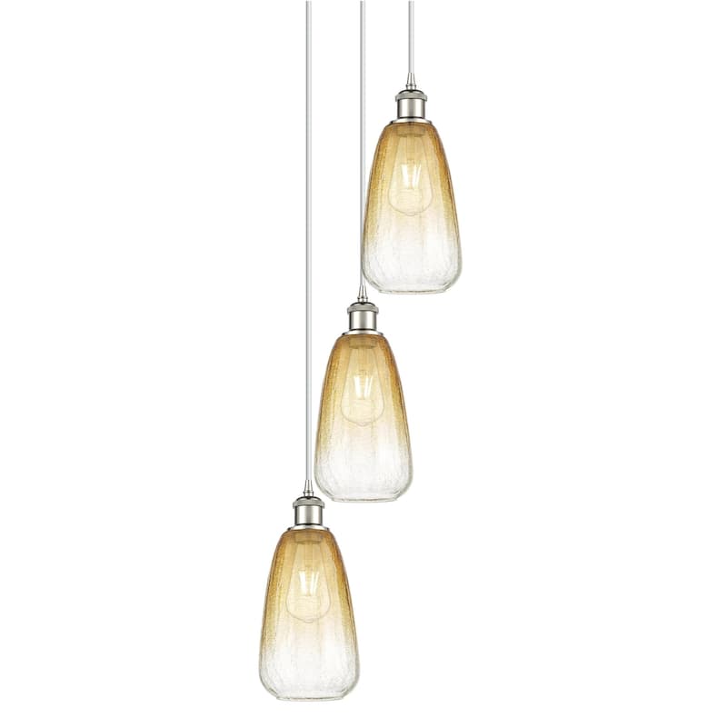 Innovations Lighting 113B-3P-40-13 Brookhaven Almond Pendant - Polished Nickel / Amber