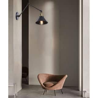 Industrial 1-Light Metal Cone Swing Arm Wall Lighting Fixture