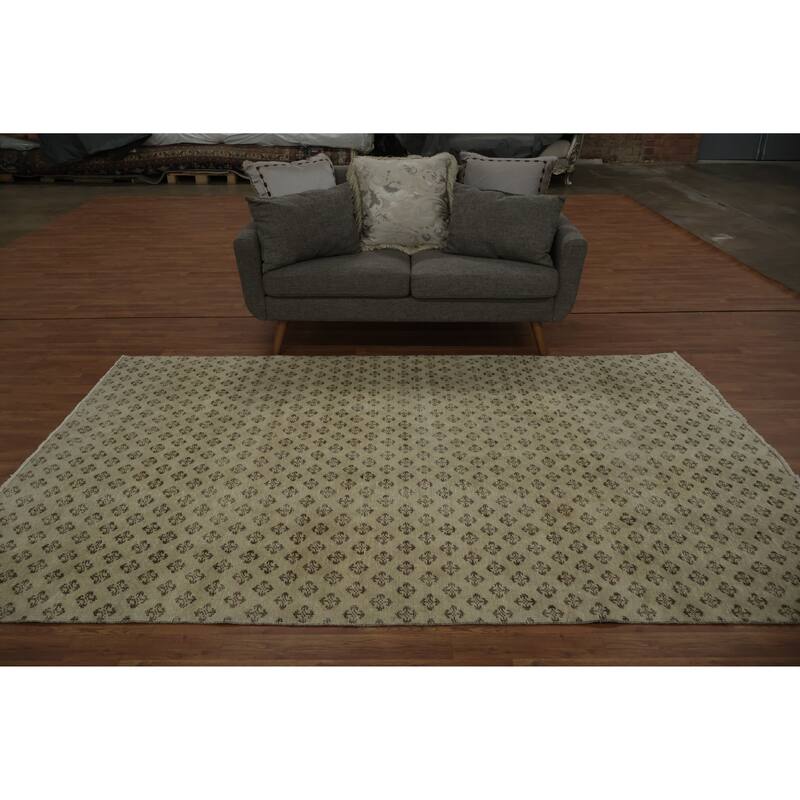 Hand Knotted Oriental 100% Wool Carpet Transitional Floral Beige & Ivories Anatolian Area Rug - 9' 3'' X 5' 10''