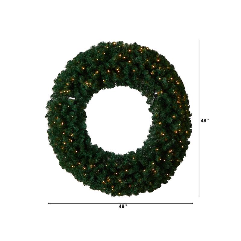 Pre-Lit Pine Artificial Christmas Wreath, 48-Inch, Warm White LED Lights