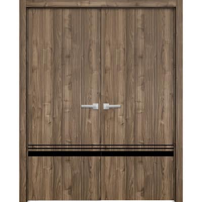 Solid French Double Doors 36 x 80 Planum 0012 Walnut with