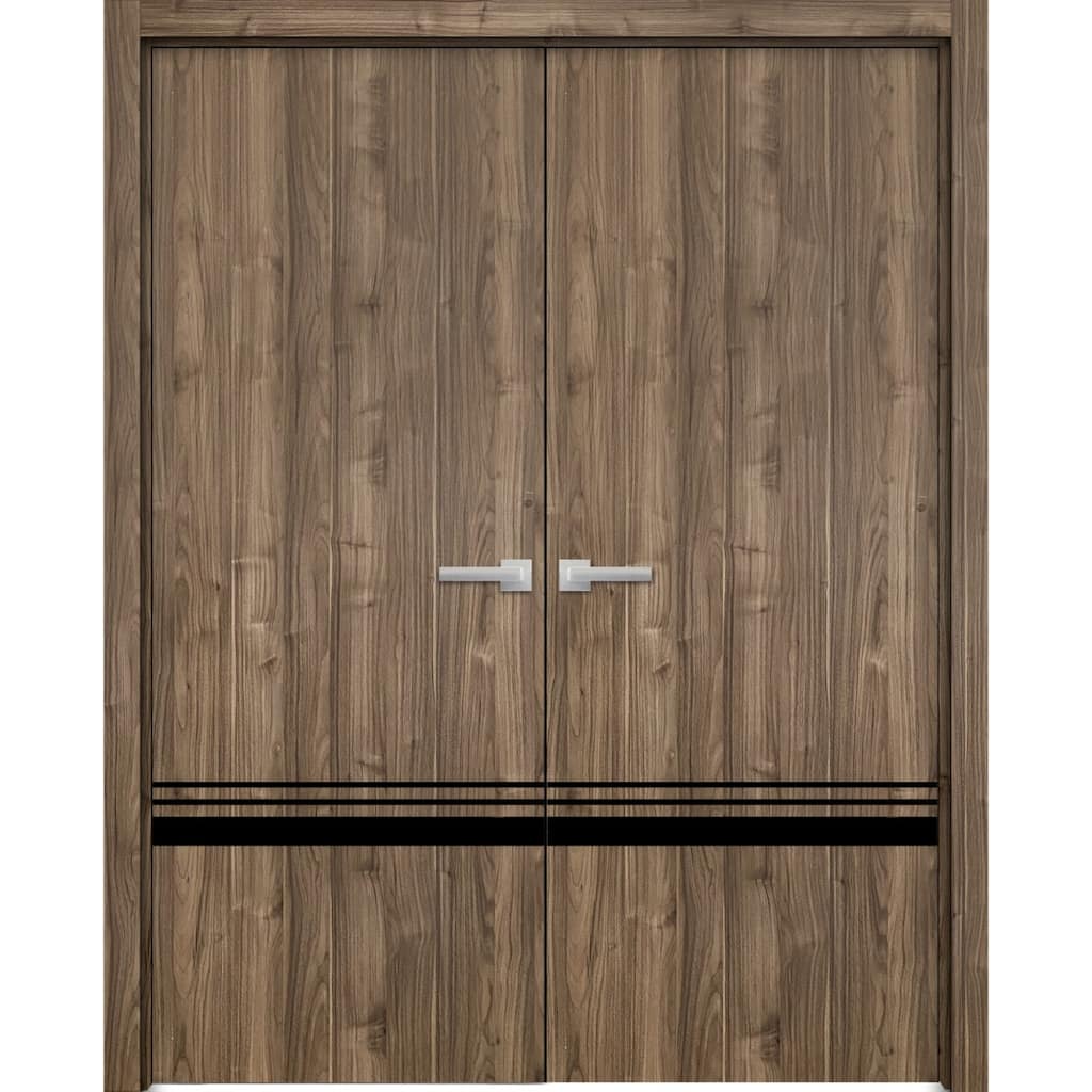 Solid French Double Doors 36 x 80 Planum 0012 Walnut with