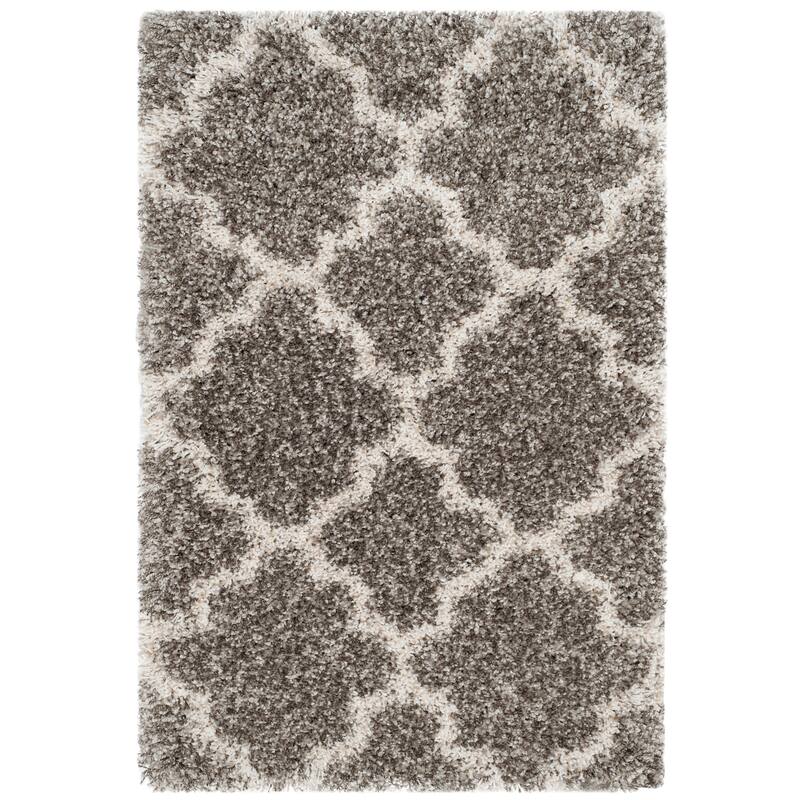 SAFAVIEH Hudson Shag Jeryl Glam Trellis 2-inch Area Rug - 2' x 3' - Grey/Ivory