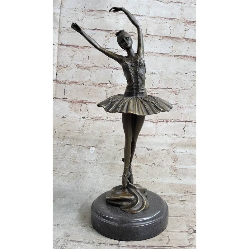 Prima Ballerina Ballet Dancer Girl Figure Signed Original Bronze Statue Sculpture 13 Inches X 5 Inches
