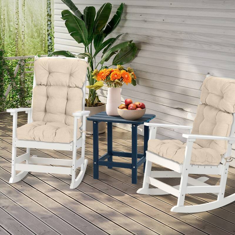 Aoodor Outdoor 45"x 22" x5" Tufted High Back Cushions Patio Replacement Chair Cushion with Ties, Set of 2 - 45" x 22" x 5"