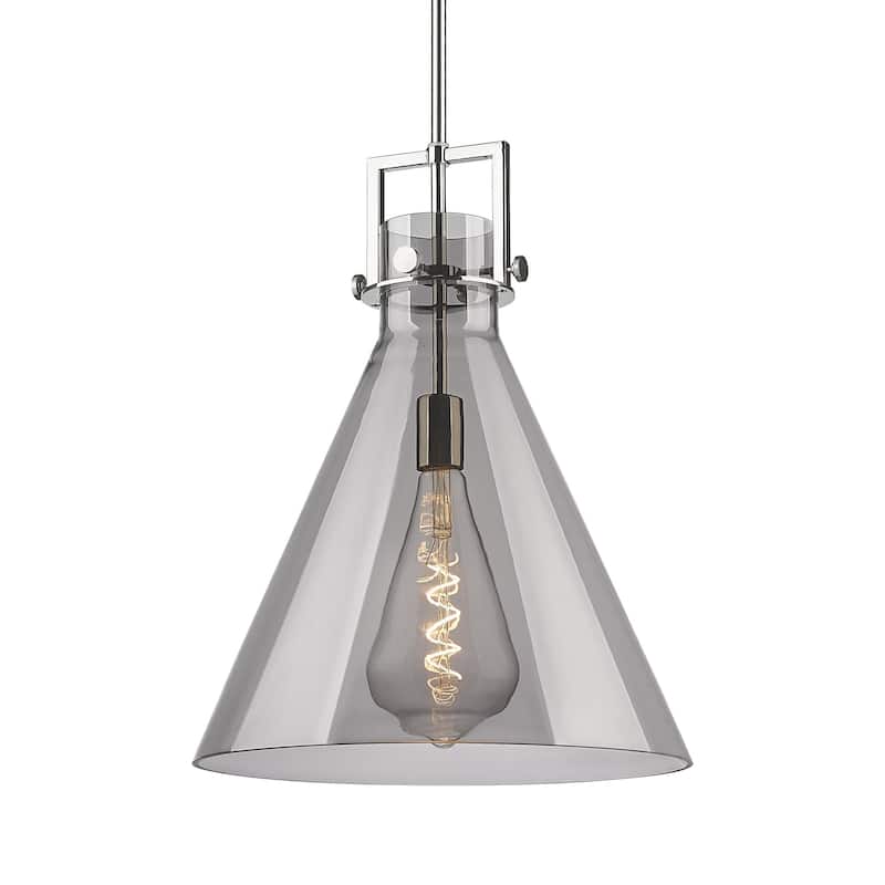 Innovations Lighting 411-1SL-20-16 Newton Cone Pendant Newton Cone 16" - Polished Nickel / Plated Smoke