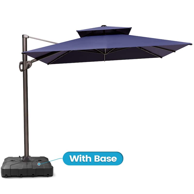 9 x 11.5 FT Outdoor Patio Dual Top Cantilever Umbrella with Weighted Base