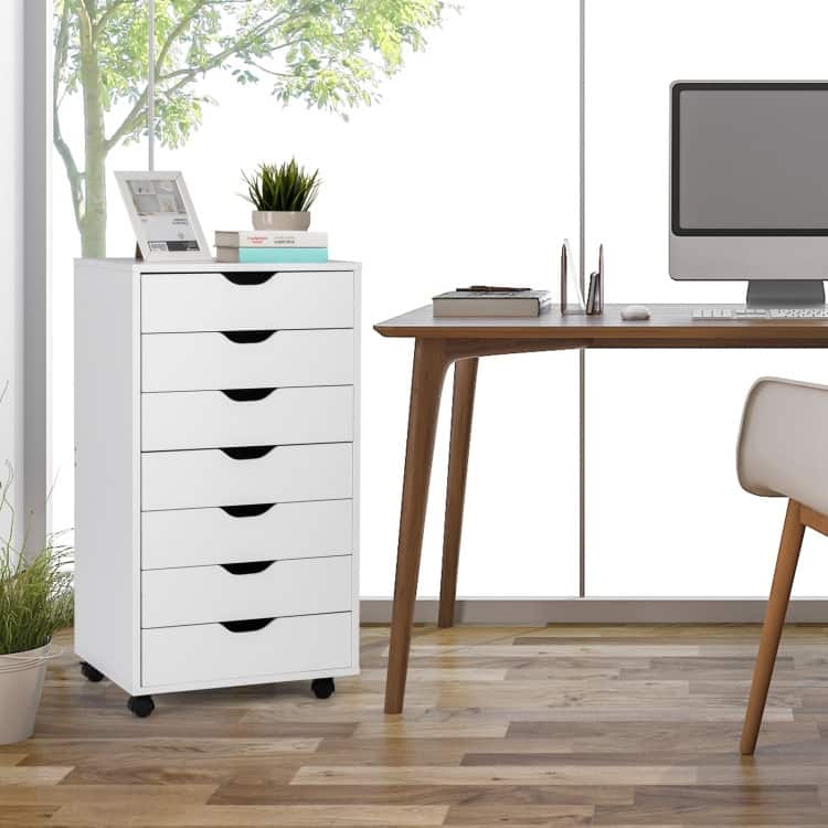 7-Drawer Chest Storage Dresser Floor Cabinet Organizer with Wheels