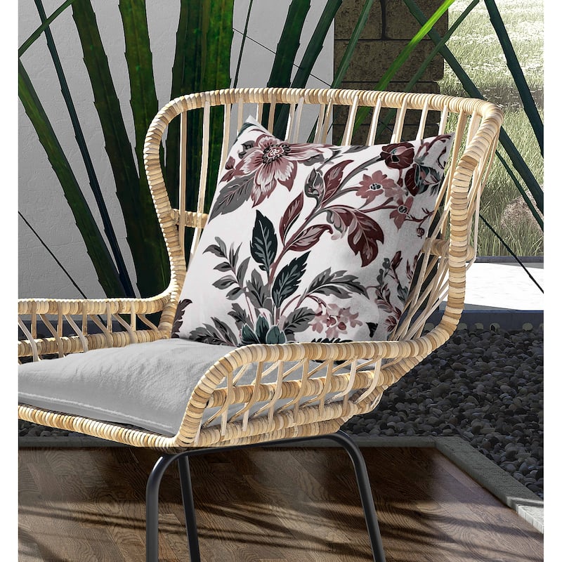 Cobalt Meadow Indoor/Outdoor Reversible Throw Pillow Red and Green