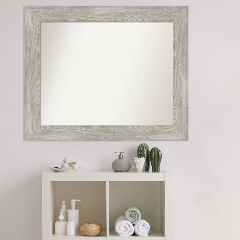 Non-Beveled Bathroom Wall Mirror - Dove Greywash Frame