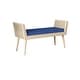 preview thumbnail 8 of 9, Aderyn Mid-Century Padded Bench with Raised Rattan Arms Blue-Natural