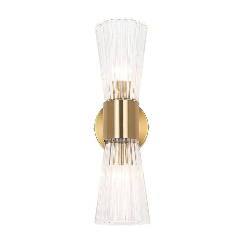Hourglass Clear Ribbed Glass Up Down Dimmable Vanity Wall Light